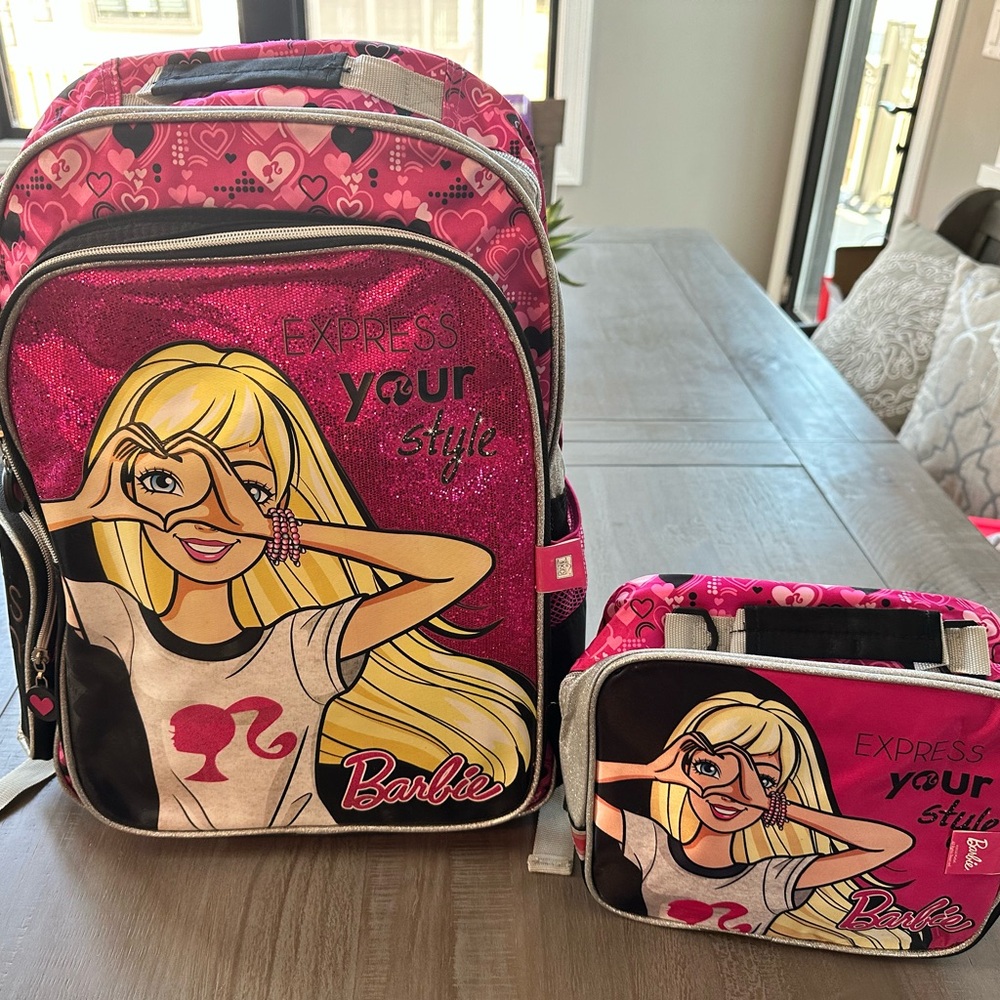 Brand New Barbie Backpack and matching lunchbox